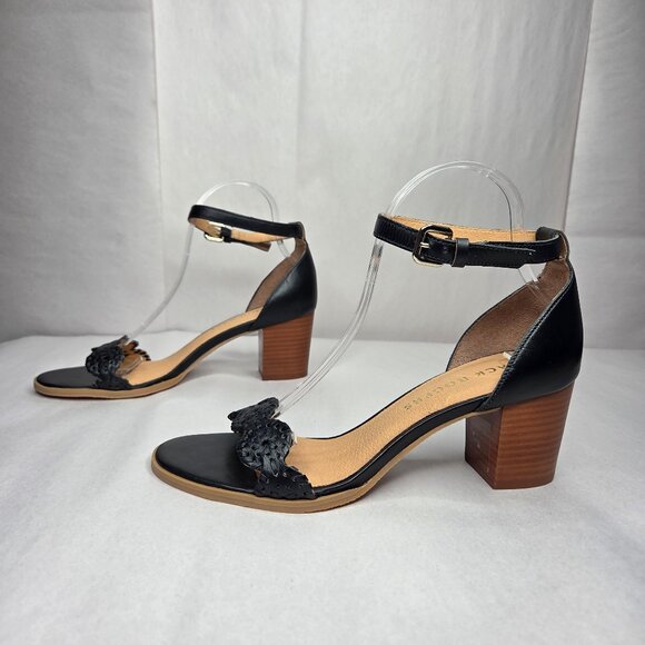 NWT Jack Rogers Women's Lauren Ankle Strap Black Sandal Heels - Picture 1 of 9